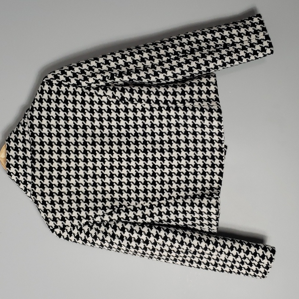 Houndstooth Blazer Jacket Wool Blend Size 6 Ann Taylor Boxy - Picture 5 of 7